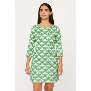 CK Bradley Hudson Shift Dress in Egret Bird Print Navy Green size Small NEW